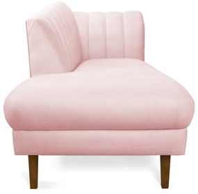 Divã Recife Suede Rosa Bebê 165 cm Pés Chanfrado Castanho - D'Rossi