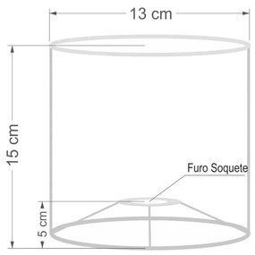 Cúpula abajur e luminária cilíndrica vivare cp-8001 Ø13x15cm - bocal europeu - Rustico-Bege