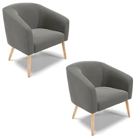 Poltrona Decorativa Pé Palito Natural Kit 2 Stella Suede D03 - D'Rossi - Grafite