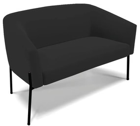 Sofá 2 Lugares Namoradeira Pé de Ferro Preto Stella Veludo D03 - D'Rossi - Preto