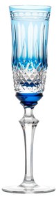 Taça de Cristal Lapidado p/ Champagne - Azul Claro  Azul Claro