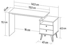 Mesa Escrivaninha Estilo Industrial Flex Lux A06 Freijó/Preto - Mpozen