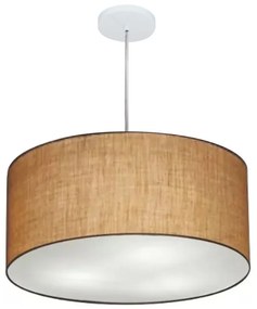 Lustre Pendente Cilíndrico Md-4214 Cúpula em Tecido 55x25cm Palha - Bivolt