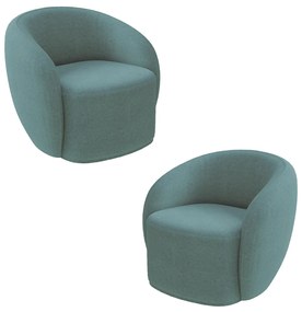 Kit 2 Poltronas Decorativas Sala de Estar Íbis Encosto Fixo Bouclê Azul G33 - Gran Belo