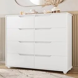 Cômoda para Quarto 8 Gavetas 136cm Doble Branco Fosco/Nature - Albatro