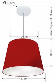 Pendente Cone Bordô MJ-4155 Para Mesa de Jantar e Estar