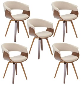 Kit 05 Cadeiras Decorativas para Sala de Jantar Ohana Fixa Linho Bege G56 - Gran Belo