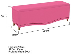 Calçadeira Estofada Yasmim 90 cm Solteiro Corano Pink - ADJ Decor