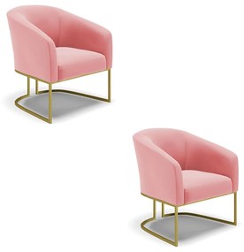 Poltrona Decorativa Industrial Dourado kit 2 Stella Suede D03 - D'Rossi - Rose