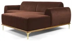 Sofá 230cm 4 Lugares com Chaise Direito Pés Gold Molino C-276 Veludo T