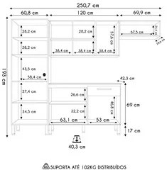 Cozinha Compacta Com Balcão 251cm Louis K02 Freijó/Supremo - Mpozenato