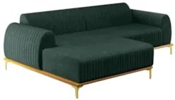 Sofá 230cm 4 Lugares com Chaise Esquerdo Pés Gold Molino C-117 Linho V