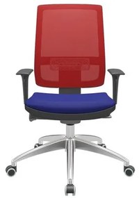Cadeira Office Brizza Tela Vermelha Assento Aero Azul Autocompensador Base Aluminio 120cm - 63758 Sun House