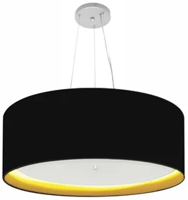 Pendente Cilíndrico Preto e Amarelo MJ-4013 Para Mesa de Jantar e Estar