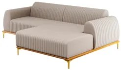 Sofá 230cm 4 Lugares com Chaise Direito Pés Gold Molino C-107 Linho Be