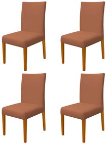 Kit 4 Cadeiras de Jantar Milan Veludo Telha