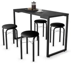 Conjunto Mesa de Cozinha Prattica Industrial 120cm com 4 Banquetas F02