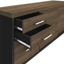 Conjunto Escritório 3 Peças Mesa 158cm Corp A06 Charuto/Preto - Mpozen