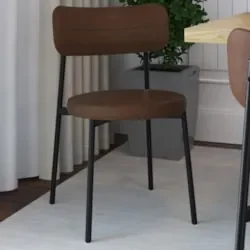 Cadeira de Jantar Estofada Kit 4 Nyka M25 Sintético Marrom - Mpozenato