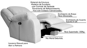 Poltrona do Papai Reclinável Manual Magnum PU Sintético Branco G23 - Gran Belo