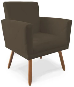 Poltrona Decorativa Lívia Pés Palito Suede Marrom - Sheep Estofados - Marrom