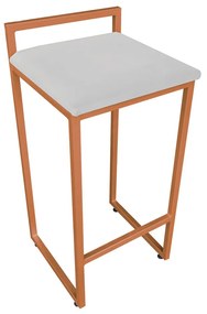 BANQUETA PIETRA SUEDE CINZA BASE COBRE D