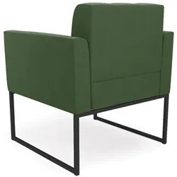 Poltrona Decorativa Base Industrial Preto Ana Suede Verde - Ibiza