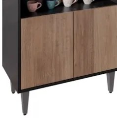 Balcão Aparador Buffet Cantinho do Café 71cm Lice Z34 Preto/Freijó - M