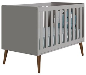 Berço Mini Cama Theo com Pés Retrô Mel - Cinza