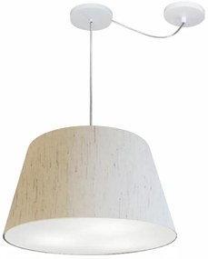 Lustre Pendente Cone Com Desvio Md-4279 Cúpula 21/30x40cm Linho Bege - Bivolt