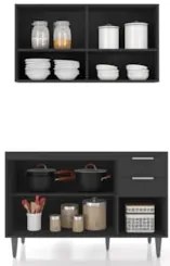 Armário de Cozinha CP01 Para Pia 120cm Pérola Z34 Preto     - Mpozenat
