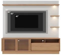 Estante Home Theater para TV 70 Pol. com LED 200cm Amiche C05 Freijó/O