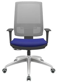 Cadeira Office Brizza Tela Cinza Assento Aero Azul RelaxPlax Base Aluminio 120cm - 63837 Sun House