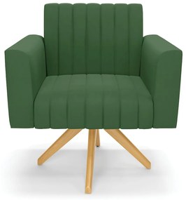 Poltrona Giratória Viena Gomada Suede Verde Base de Madeira MA30 - D'Rossi