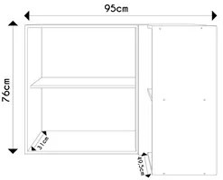 Armário de Cozinha Aéreo Canto com Nichos 2 Portas Duna P09 Branco - M