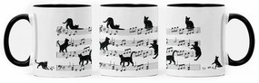 Caneca Gato Musical Cat Lover Nerd Branca com Alça Preta