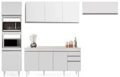 Armário de Cozinha Modulada 4 Peças CP11 Balcão com Tampo Branco - Lum