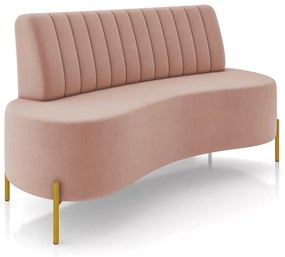 Sofá 2 Lugares Living 135cm Pé Ferro Dourado Maraú Veludo K01 - D'Rossi - Rose