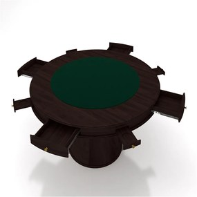 Conjunto Mesa de Jogos Carteado Bellagio Tampo Reversível e 4 Cadeiras Madeira Poker Base Cone Veludo Azul Marinho/Tabaco G42 - Gran Belo