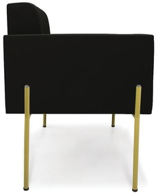 Poltrona Pé de Ferro Dourado para Sala Elisa Suede D03 - D'Rossi - Preto