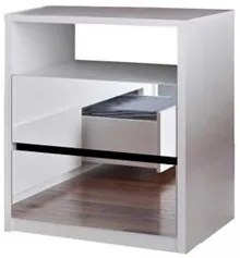 Mesa De Cabeceira Espelhada 2 Gavetas E Nicho Blank F04 Branco - Mpoze