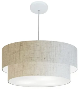 Pendente Cilíndrico Rustico Bege MJ-4357 Para Mesa de Jantar e Estar