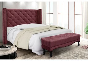 Cabeceira Cama Box Casal 140cm e Recamier Vicenza Veludo S04 - D'Rossi - Vinho