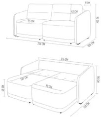 Sofá Cama Casal para Sala 216cm Polska Z08 Veludo Verde - Mpozenato