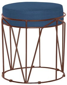 Puff Decorativo Sala de Estar Base Bronze Chloe Suede Azul Marinho G41 - Gran Belo