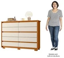 Cômoda para Quarto 10 Gavetas 151cm Duetto Cinamomo/Off White - Albatr