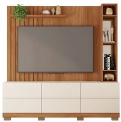 Estante Painel para TV 65 Pol Ripado 182cm Marty Freijó/Off White - Ca