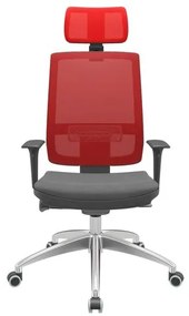 Cadeira Office Brizza Tela Vermelha Com Encosto Assento Poliéster Cinza Autocompensador 126cm - 63091 Sun House