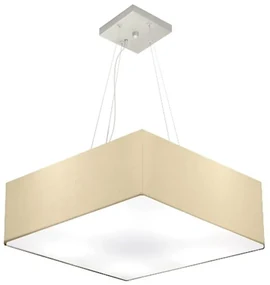 Lustre Pendente Quadrado Md-4137 Cúpula em Tecido 15/70x70cm Algodão Crú - Bivolt