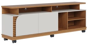 Bancada Tv de 75'' 2 Portas com Rodízio Ewa 180cm Freijó/Off White C04 - D'Rossi
